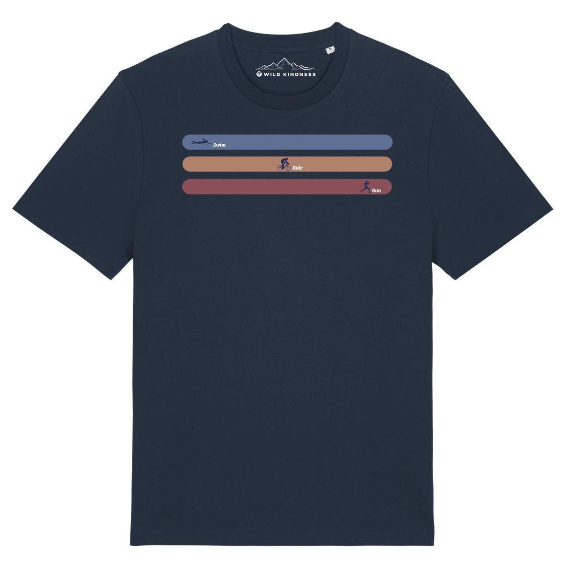Triathlon T-Shirt Mens, Swim Ride Run, Made From Organic Cotton,