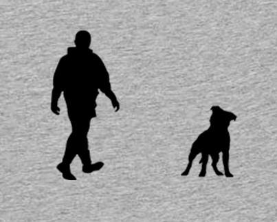 Walking With Staff Bull Terrier Dog Mens T-Shirt, Made From Organic Cotton