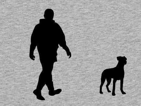 Walking With Boxer Dog Mens T-Shirt, Made From Organic Cotton