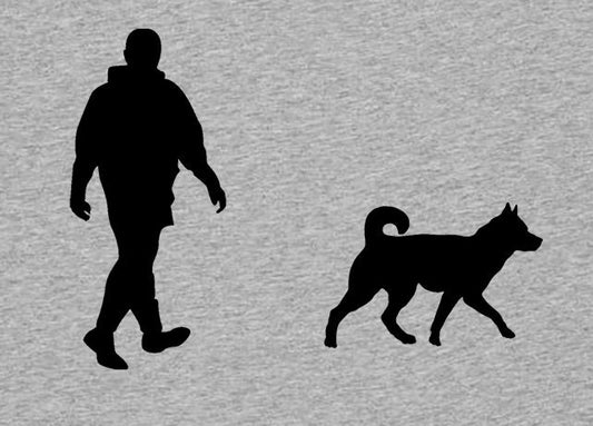 Walking With Husky Dog Mens T-Shirt, Made From Organic Cotton
