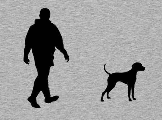 Walking With Weimaraner Dog Mens T-Shirt, Made From Organic Cotton