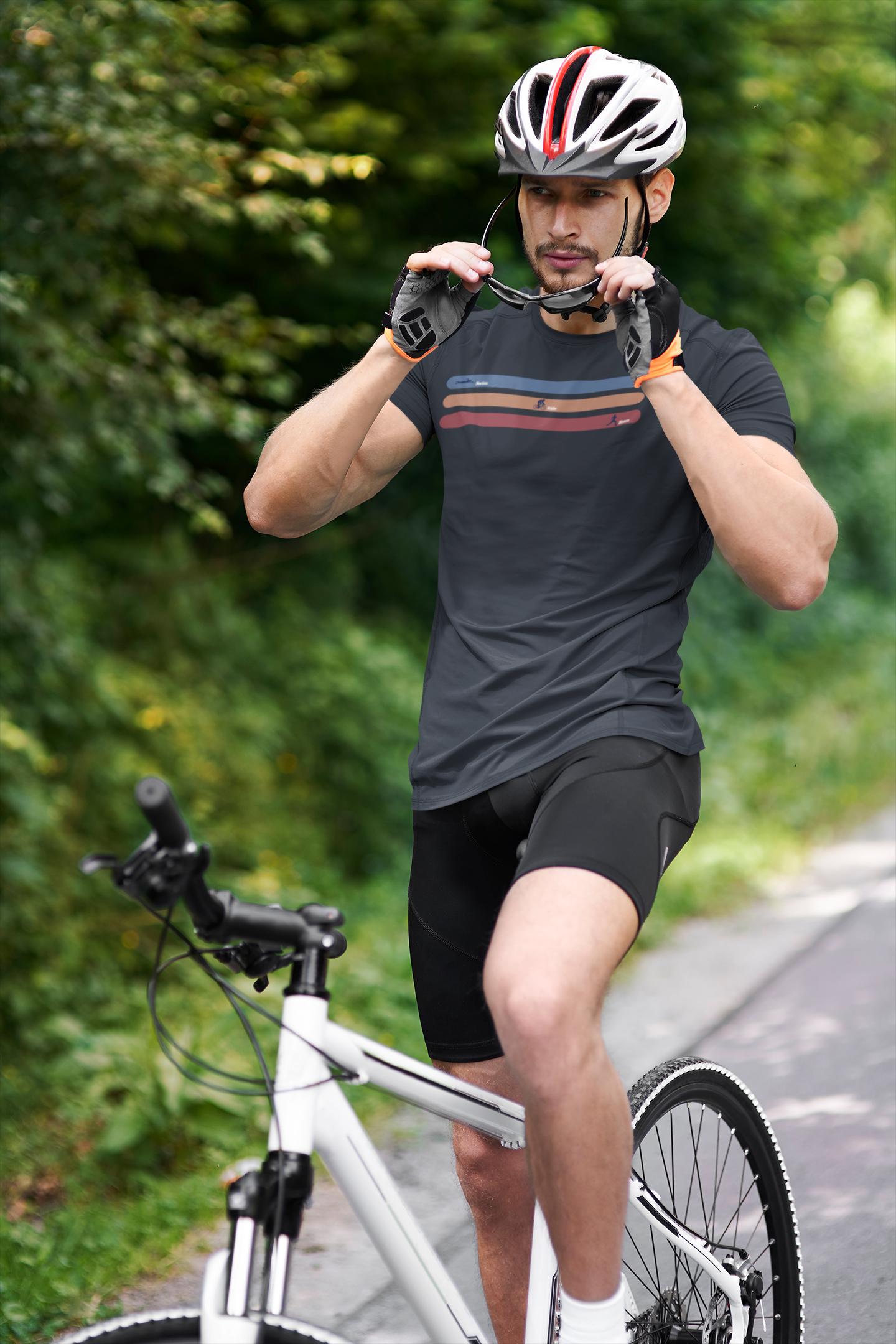 Triathlon T-Shirt Mens, Swim Ride Run, Made From Organic Cotton,