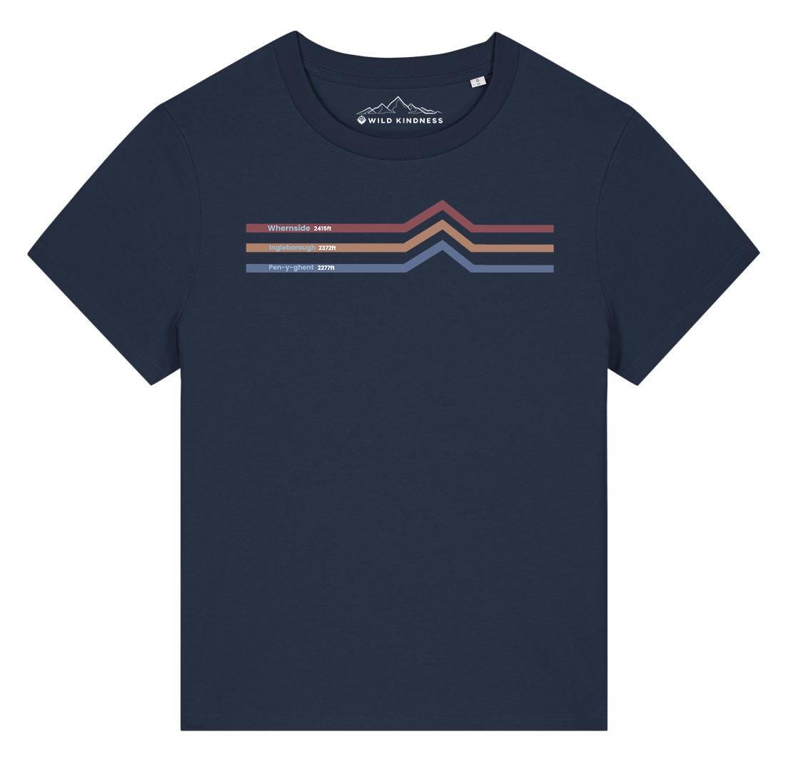 Yorkshire 3 Peaks Mountain Challenge T-Shirt Womens, Made From Organic Cotton