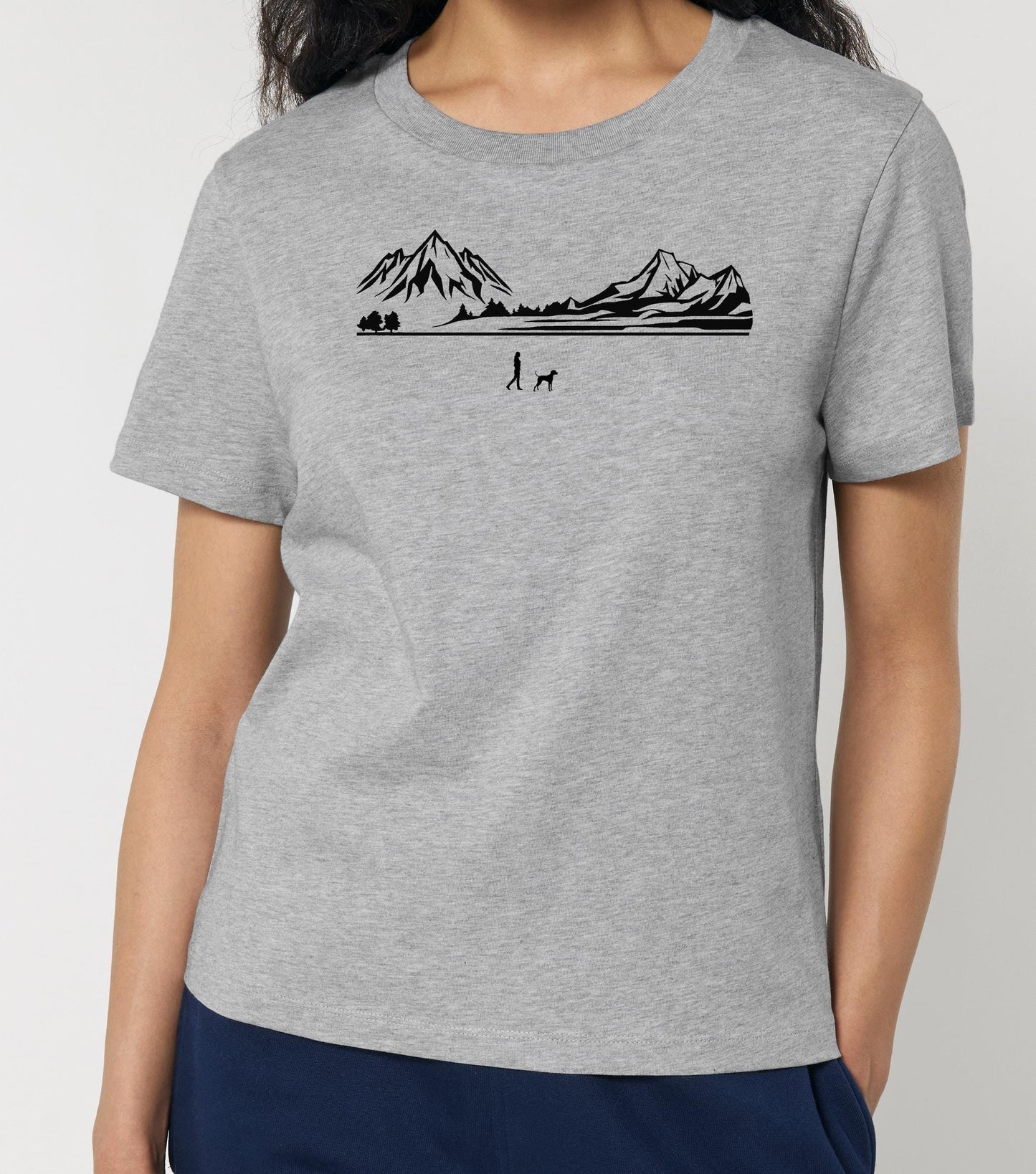 Walking With Weimaraner Dog Womens T-Shirt, Made From Organic Cotton