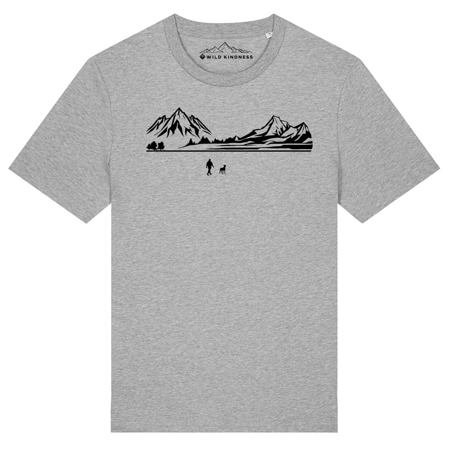 Walking With Boxer Dog Mens T-Shirt, Made From Organic Cotton