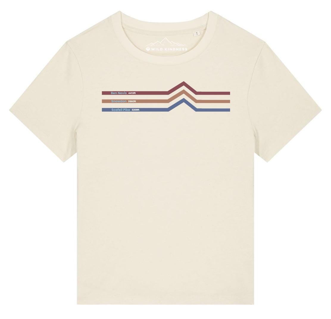 National 3 Peaks Mountain Challenge T-Shirt Womens, Made From Organic Cotton