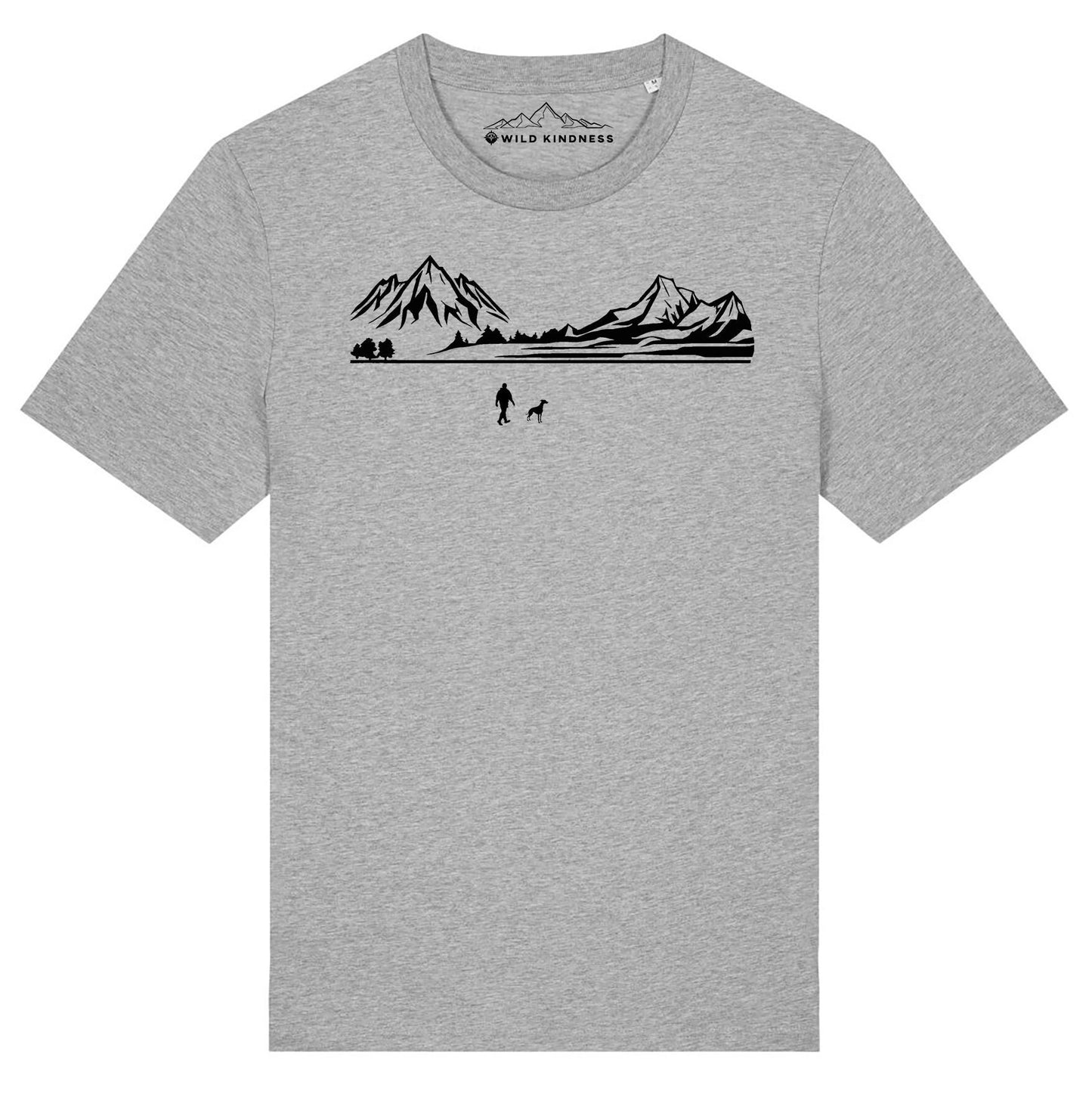Walking With Whippet Dog Mens T-Shirt, Made From Organic Cotton