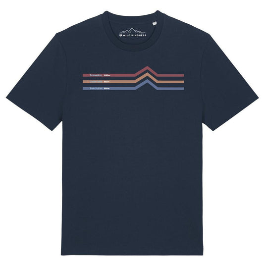 Wales 3 Peaks Mountain Challenge Unisex T-Shirt, Made From Organic Cotton