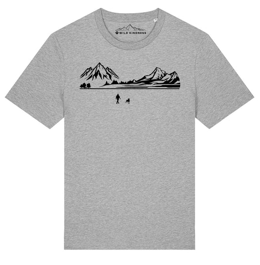 Walking With Rottweiler Dog Mens T-Shirt, Made From Organic Cotton