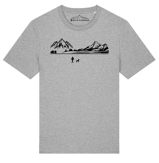 Walking With Labrador Dog Mens T-Shirt, Made From Organic Cotton