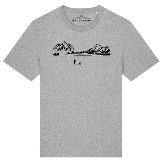 Walking With Airedale Terrier Dog Mens T-Shirt, Made From Organic Cotton