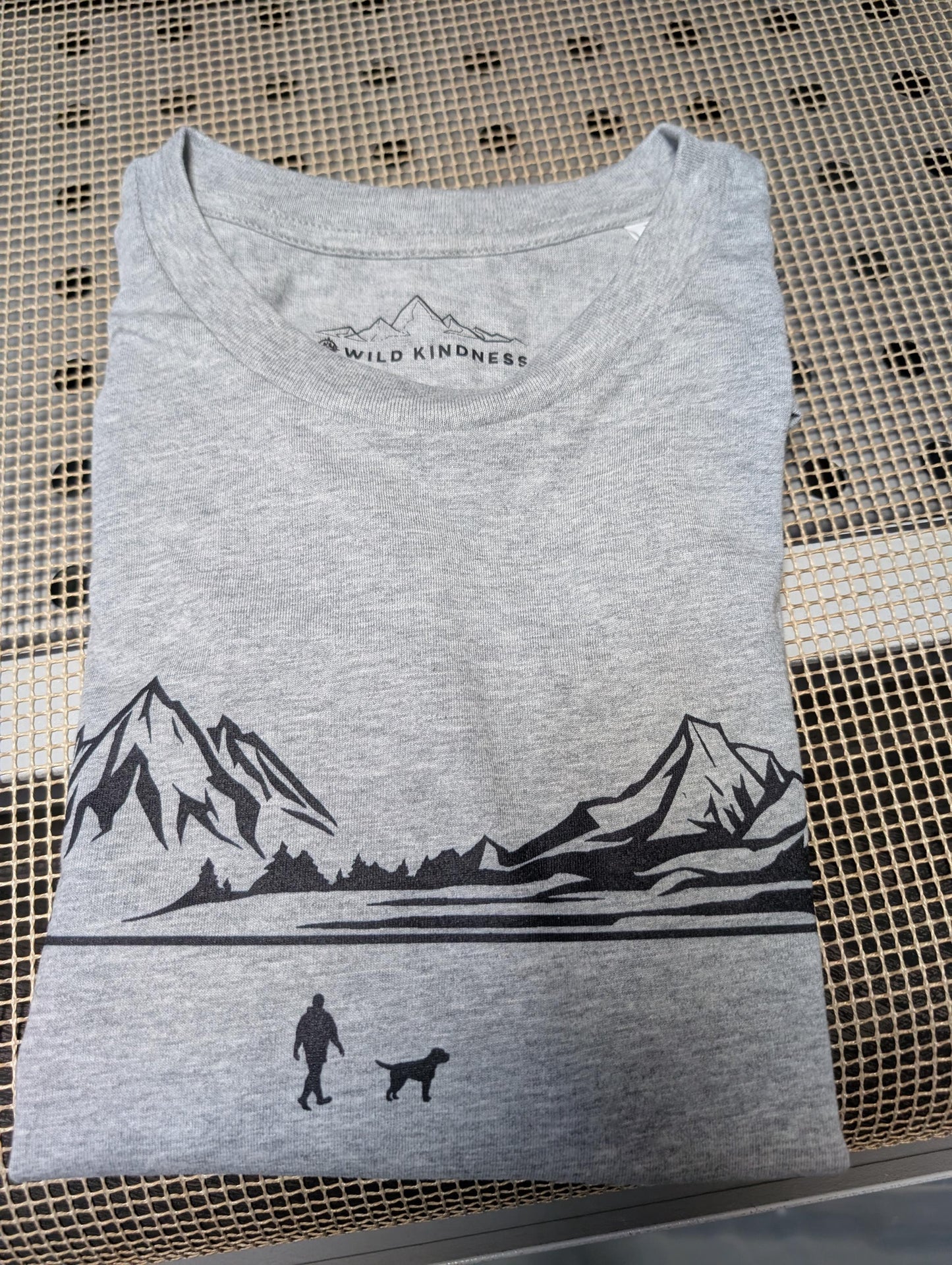 Walking With Border Terrier Dog Mens T-Shirt, Made From Organic Cotton