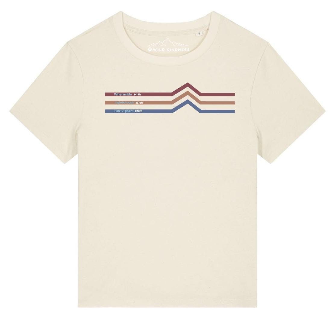 Yorkshire 3 Peaks Mountain Challenge T-Shirt Womens, Made From Organic Cotton