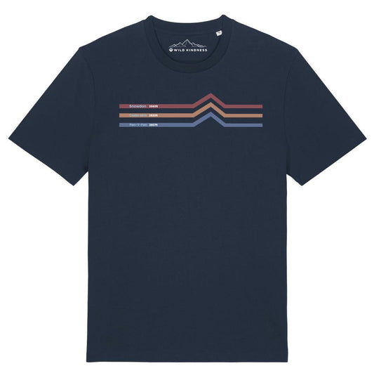 Wales 3 Peaks Mountain Challenge Unisex T-Shirt, Made From Organic Cotton